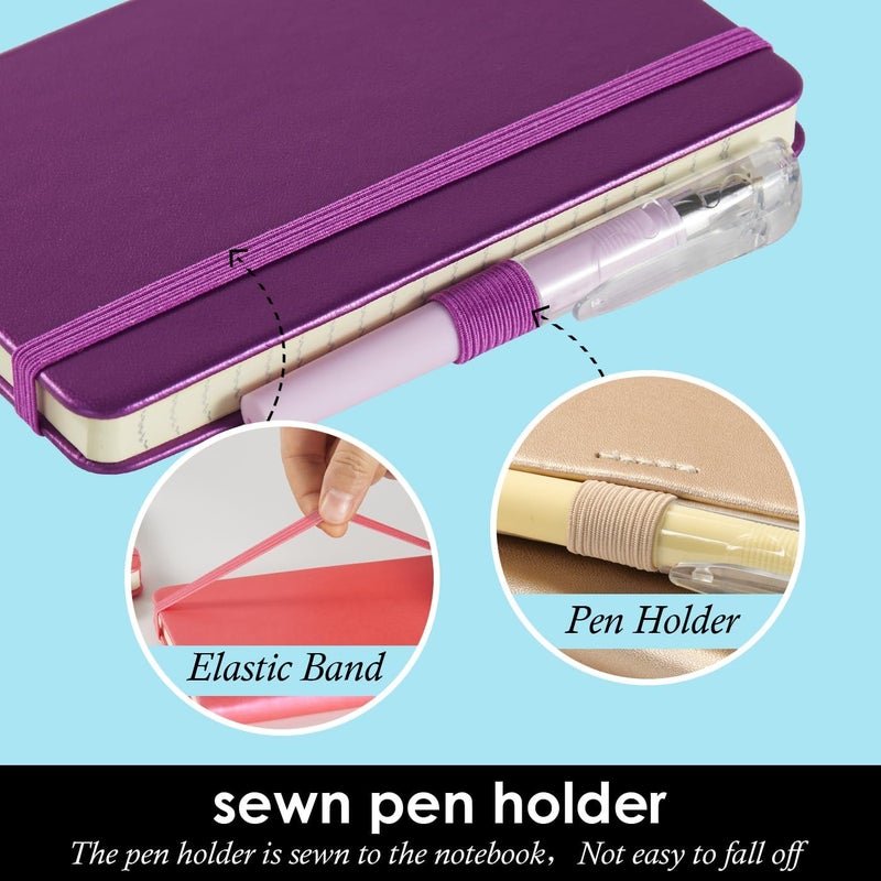NIRMIRO 3 Pack Pocket Notebook Journal with Pen, Mini Small Notepad Notebook 3.7" x 5.7" for Women Writing, 408 Pages, Pearlescent Pink Purple Gold - Image 2